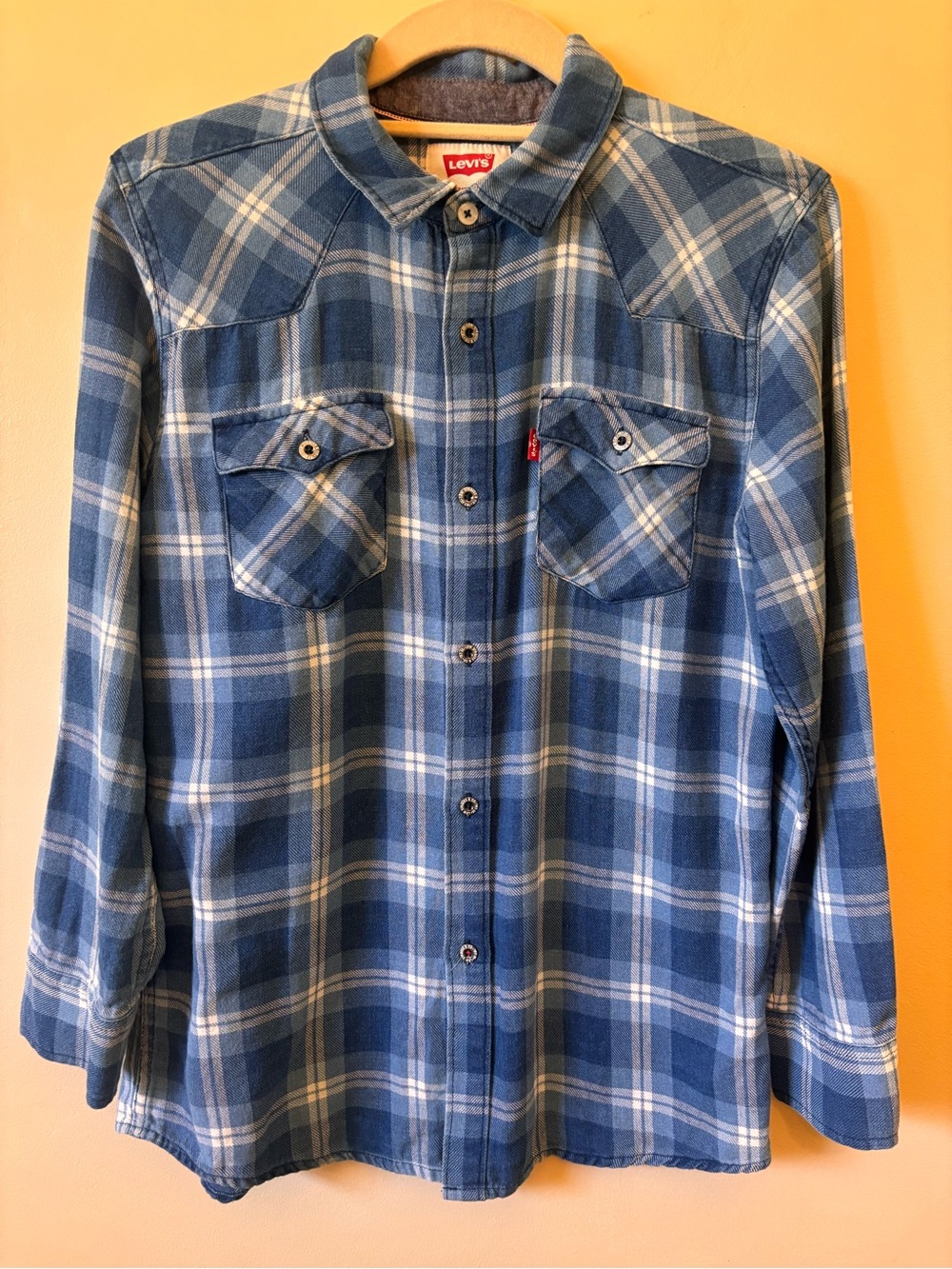 Levi's Boy's Blue Plaid Button-Down Shirt Size Large 12-13 years old classic